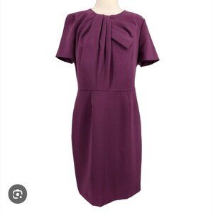 Isaac Mizrahi minimalist quiet luxury bow detail dress with pleats